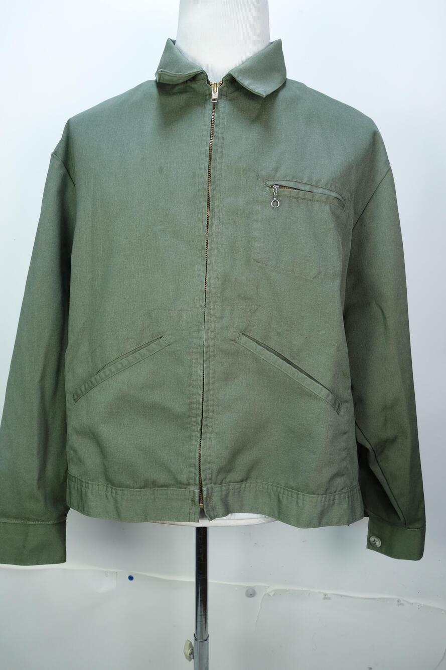 Vintage OshKosh Mechanic Jacket Mens Large Green Canvas Full Zip Workwear